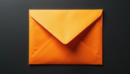 Vibrant Oran Envelope Against Dark Background: Glossy Contrast and Bold Hue