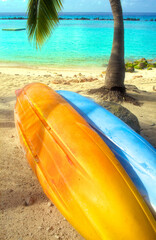 kayaks on beach