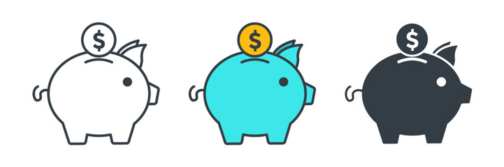 Piggy Bank icon symbol vector illustration isolated on white background