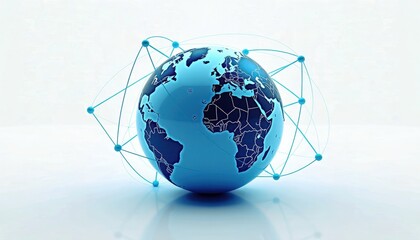 Global Connectivity: Blue and Black Globe Illustrates International Links and Networks