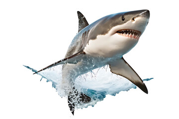 Fototapeta premium great white shark, breaching water surface, isolated on transparent background.png