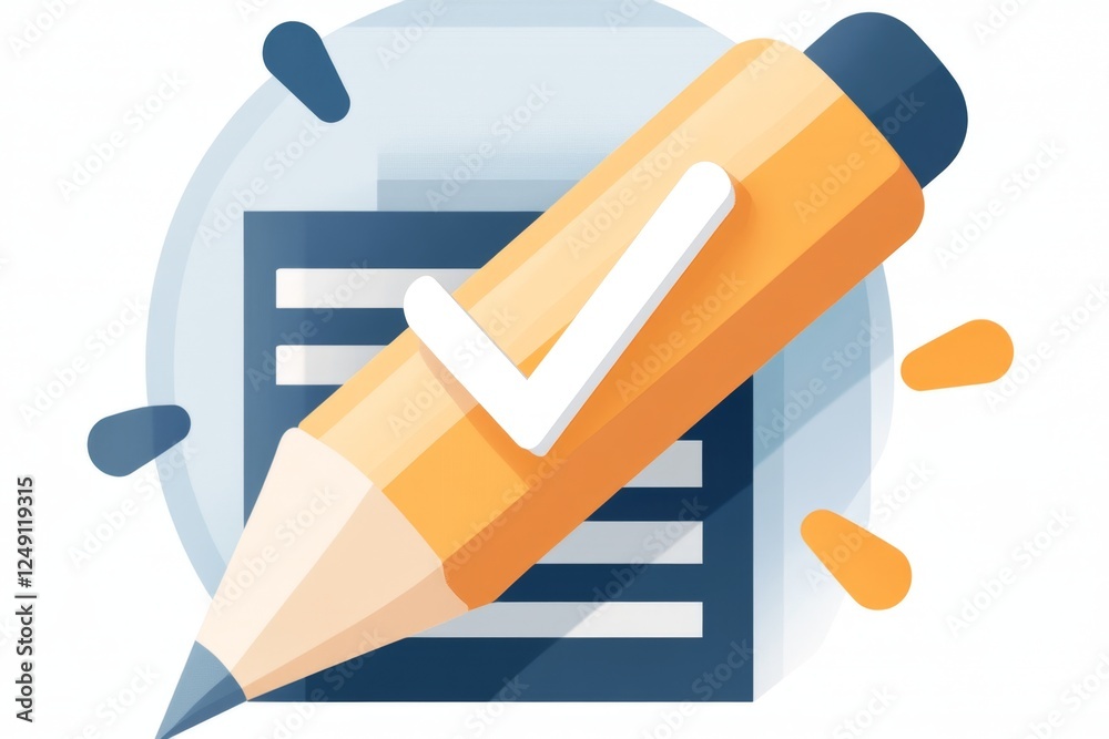 Poster a simple, clean icon of a document with a checkmark, symbolizing organized distribution