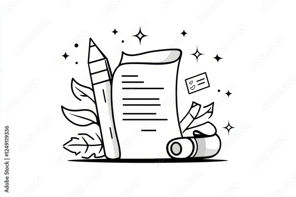Poster A simple, clean icon of a document with quotation marks, symbolizing citations
