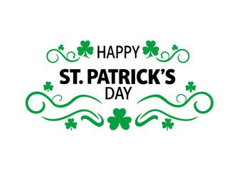 St. Patrick s Day lettering greeting card. Calligraphic inscription with ornaments of clover.