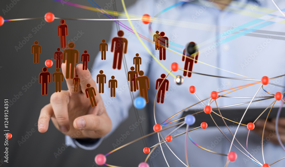 Aufkleber communication network digital group connect - 3d