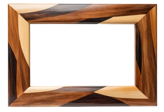 Elegant empty wooden picture frame with polished isolated on a transparent and white background