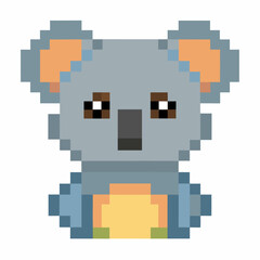 Pixel Art Koala Illustration with Cute Expression and Bright Colors