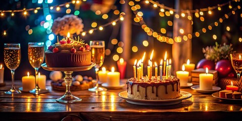 Night Photography: 38th Birthday Celebration, Cheers to 38 Years - Sparkling Candles & Festive Drinks