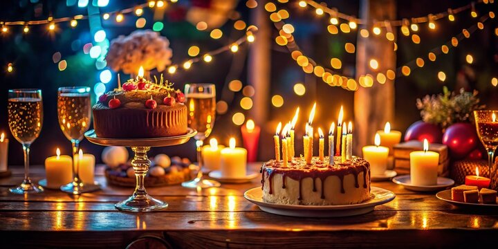 Night Photography: 38th Birthday Celebration, Cheers to 38 Years - Sparkling Candles & Festive Drinks