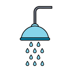 Bathroom Essentials Showerhead with Water Vector Art