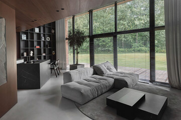 Modern luxury apartment interior in minimal scandinavian style, 3d rendering
