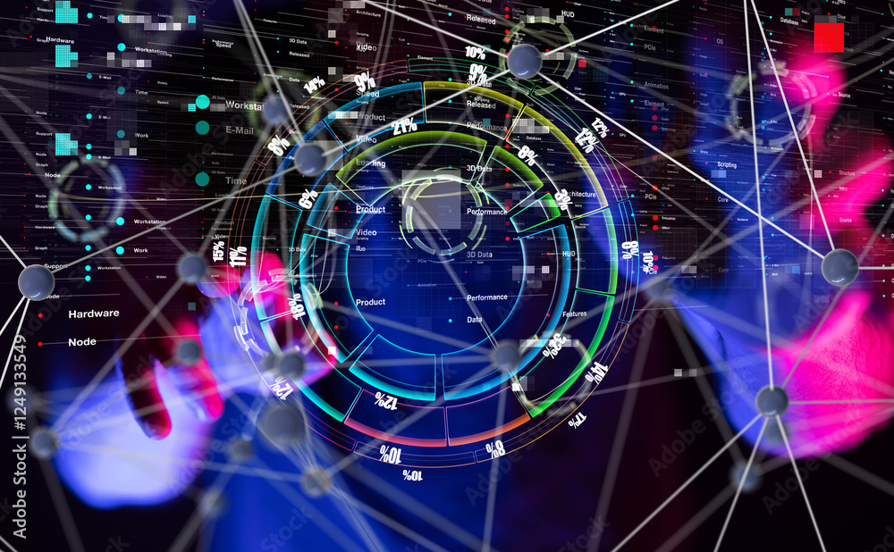 Poster diagram futuristic wave, futuristic data stream
