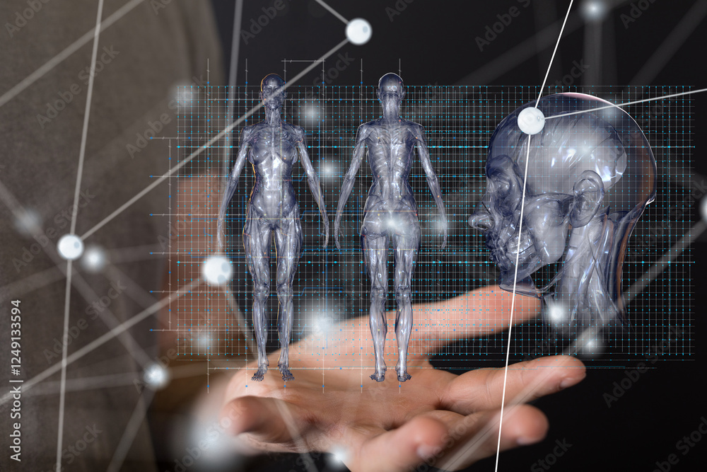 Poster digital medical futuristic interface 3d rendering