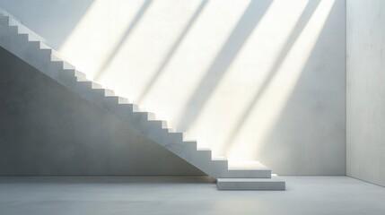 Fototapeta premium Modern Interior Staircase with Natural Light and Minimalist Design