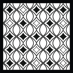 Fototapeta premium Luxurious Black and White Floral Vector Pattern | Decorative Geometric Tile Design for Fashion, Fabric, Interior, Carpet, and Graphic Art | Timeless Digital Texture with Classic Elegance 