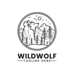 Wild Wolf Logo Vector Illustration fierce face logo design vector illustration, Design element for logo, poster, card, banner, emblem, t shirt. Vector illustration