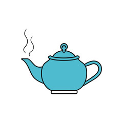 Modern Teapot with Steam Flat Illustration