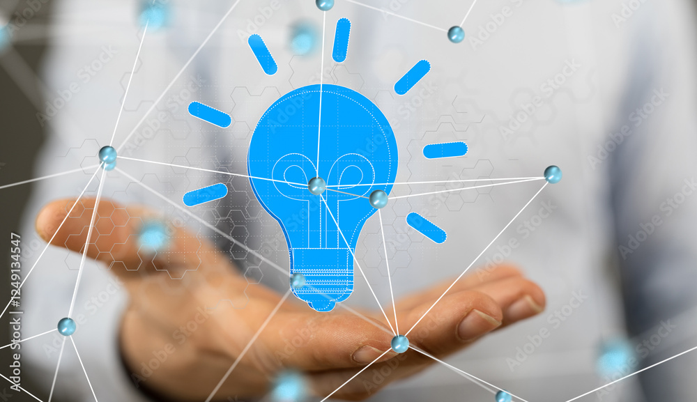 Poster neural network 3d illustration. big data and cybersecurity