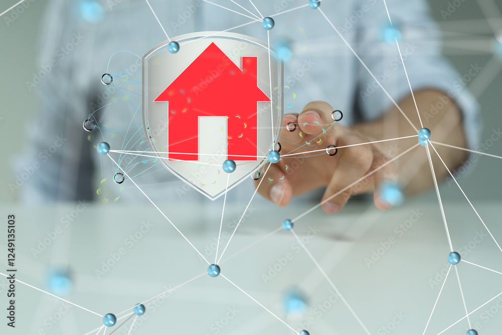 Aufkleber house. data big data visualization background.abstract technology