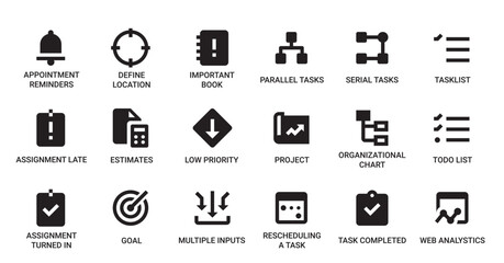 Business Strategy Category Outline Pictogram Icons Set