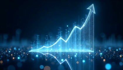 Holographic Economy Growth Projection with Futuristic Light Effects