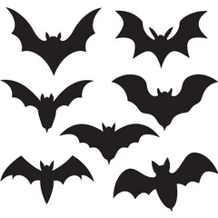 Fototapeta premium Bat silhouettes set animal pack of vector silhouette design 