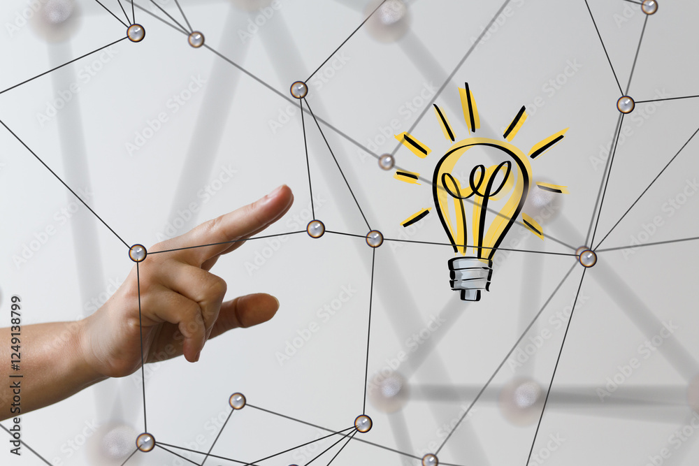 Poster Neural network 3D illustration. Big data and cybersecurity