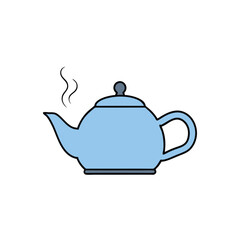 Modern Teapot with Steam Flat Illustration