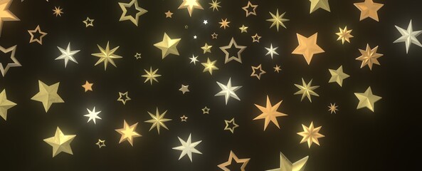 XMAS A gray whirlwind of golden snowflakes and stars. New