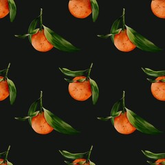 Tangerine watercolor pattern design for textile and wrapping paper