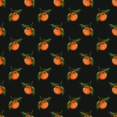 Watercolor tangerine pattern for textile design and wrapping paper