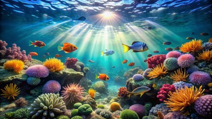 Obraz premium Underwater Paradise with Colorful Coral and Tropical Fish