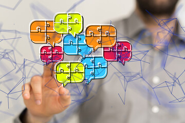 speaking bubble communication conference Digital Network  - neural network exposure digital