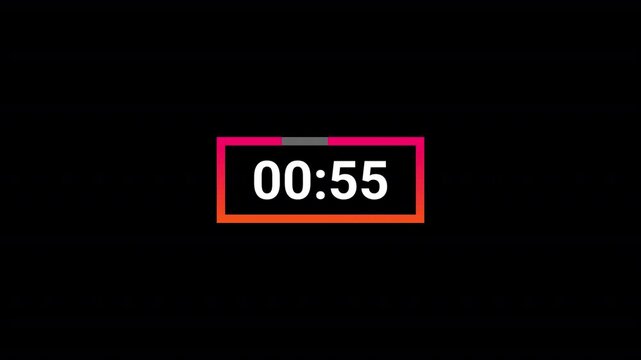 Countdown timer one minute animation from 60 to 0 seconds countdown on transparent background  with alpha channel, Countdown video
