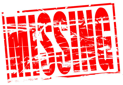 Digital composite...Red rubber stamp effect - Missing. Perhaps referring to a disappeared pet (cat or dog) or a missing person.