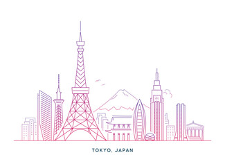 Japan Tokyo Skyline Vector Outline