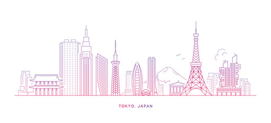 Japan Tokyo Skyline Vector Outline