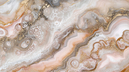 Obraz premium Luxurious abstract marble fluid art design with gold accents, soft pastel hues, and intricate flowing patterns, ideal for elegant decor, branding, creative projects, or sophisticated backgrounds