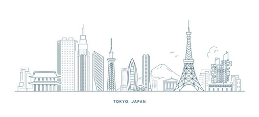 Japan Tokyo Skyline Vector Outline