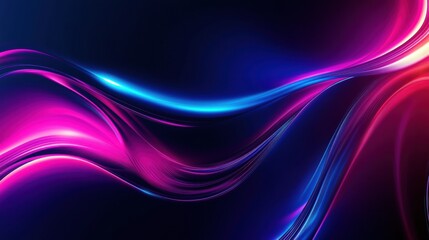 Glowing blue and purple particles waving on dark background