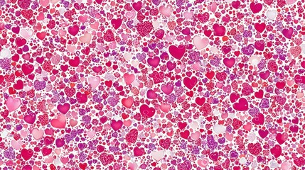 Obraz premium Colorful Heart Patterns in Vibrant Shades of Pink and Red Background