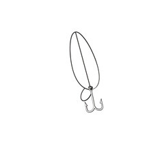 Outline simple icon fishing equipment illustration