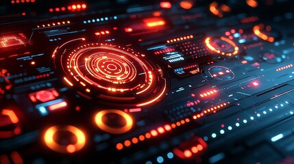 Abstract futuristic interface with glowing elements. Technology background for science use
