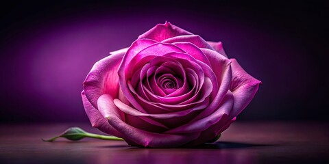 Pink Rose Blossom Isolated on Purple, Elegant Floral Photography for Design