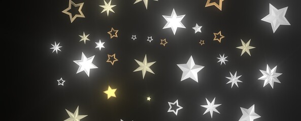 XMAS Stars - Holiday golden decoration, glitter frame isolated -