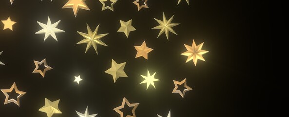 Twinkling Yuletide Skies: Breathtaking 3D Illustration of Falling Christmas Starlights