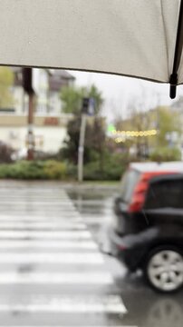 Rainy day stroll with umbrella in a vibrant city