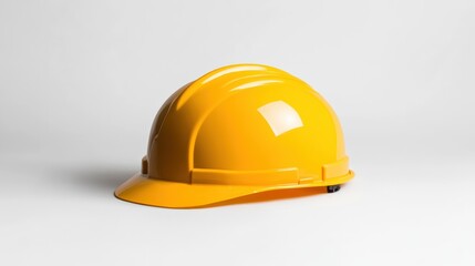 Yellow safety helmet on a white background, essential protective gear for construction and engineering
