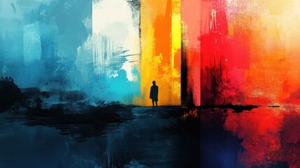 Step-by-step progress flat design side view marketing funnel theme water color Triadic Color Scheme.