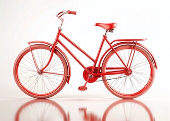 Fototapeta premium Retro Red Mini Bike Silhouette, 3D Rendered, Isolated on White Background